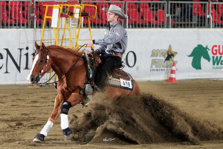 Futurity 2018 - MATTEO VEDOVATO &amp; TOP CHIC SG owner VITTORIO RABBONI MATTEO VEDOVATO score 145